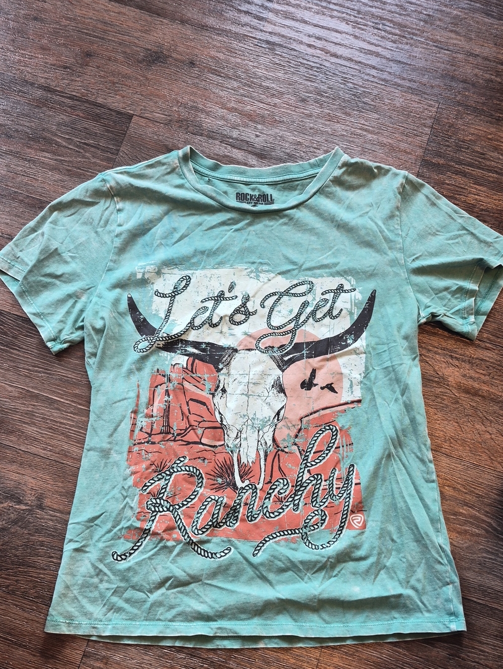 Rock & Roll Teal 'Let's Get Ranchy' Graphic Tee